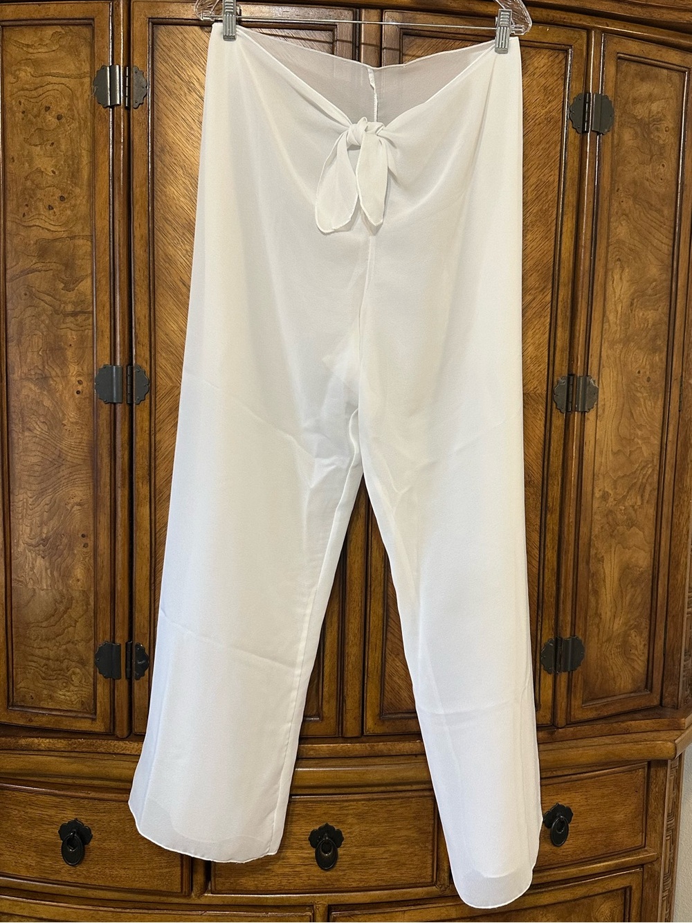 Merona Sheer White Swim Cover Up Pants Tie Waist One Size Beach Resort Vacation - Picture 2 of 9